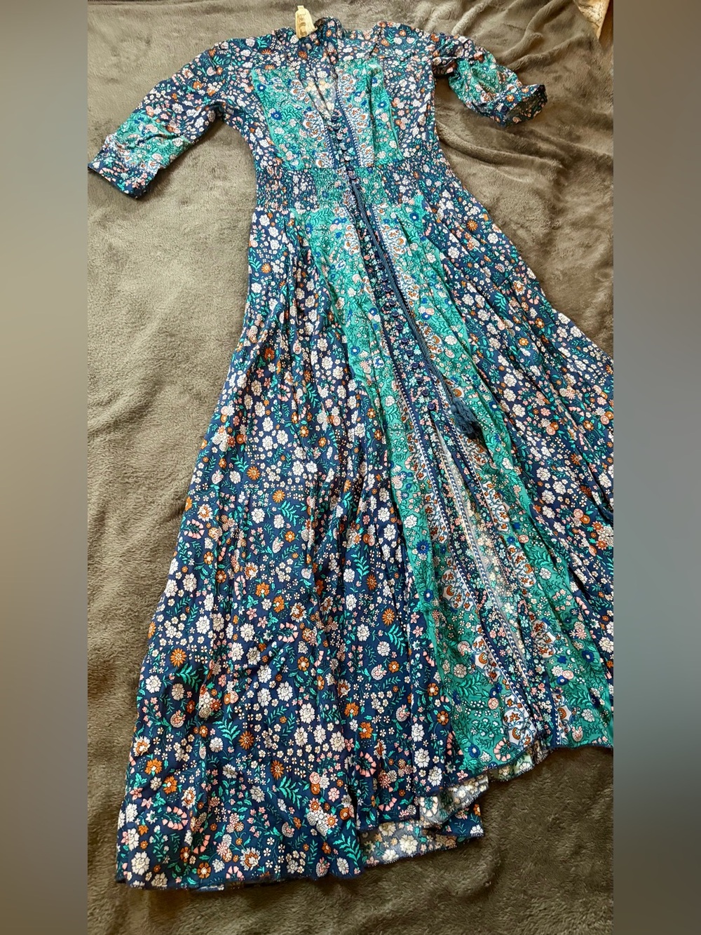 Jaase Teal & Navy Floral Boho Maxi Dress - Picture 2 of 16